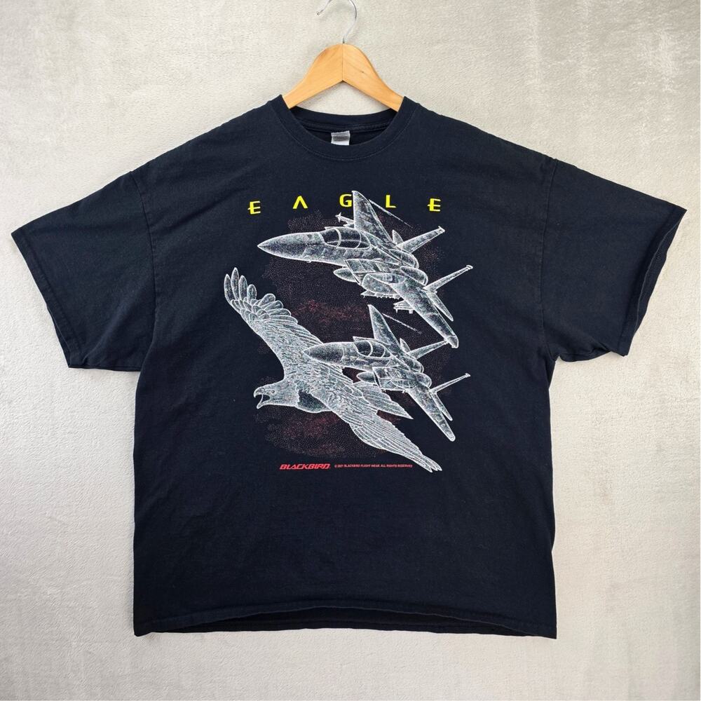 F-15 Eagle Blackbird Double Sided Shirt Mens XXL Black Vintage Style Airforce